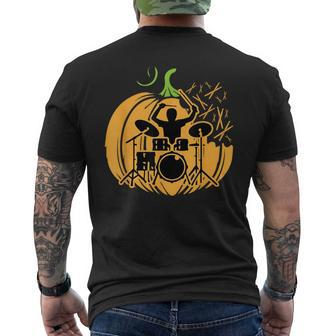 Drum-Mer Pumpkin Band Rock Music Lover Cool Musician Men's T-shirt Back Print | Mazezy