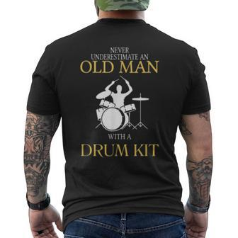 Drum Never Underestimate An Old Man With Mens Back Print T-shirt - Seseable