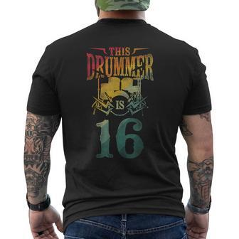 This Drummer Is 16 Percussionist Drummer 16Th Birthday Men's T-shirt Back Print | Mazezy
