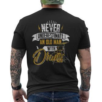 Drummer Never Underestimate An Old Man With Drums Mens Back Print T-shirt - Seseable