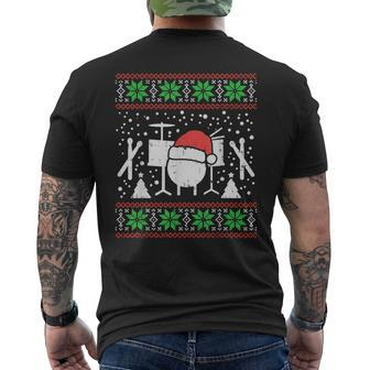 Drums Ugly Christmas Sweater Music Band Xmas Drummer Pj Men's T-shirt Back Print | Mazezy
