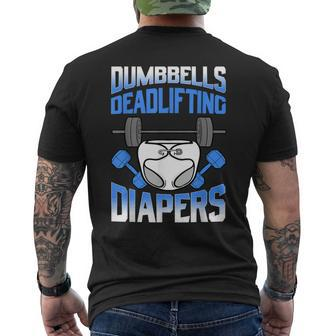 Dumbbell Barbell Diapers Father Fitness Gender Reveal Men's Back Print T-shirt | Mazezy