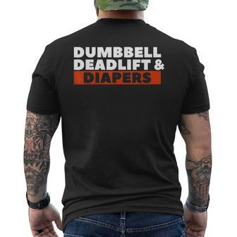 Dumbbell Deadlift & Diapers Pregnancy Announcement Mens Back Print T-shirt - Seseable