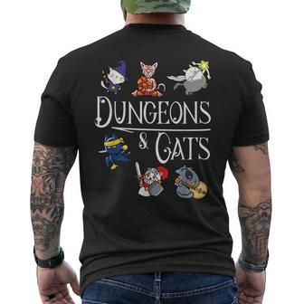Dungeons And Cats Funny Dragon Cat Kitten Lover Kitty Gift Mens Back Print T-shirt | Mazezy DE