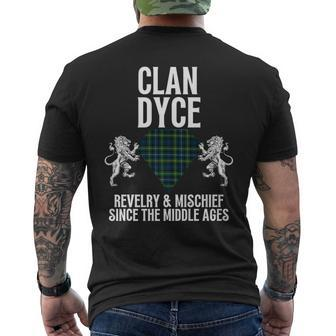 Dyce Clan Scottish Name Coat Of Arms Tartan Family Party Mens Back Print T-shirt | Mazezy