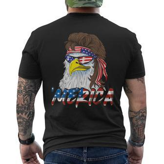 Eagle Mullet 4Th Of July Usa American Flag Merica Mens Back Print T-shirt | Mazezy