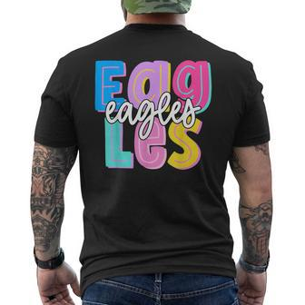 Eagles Colorful School Spirit Men's T-shirt Back Print - Seseable