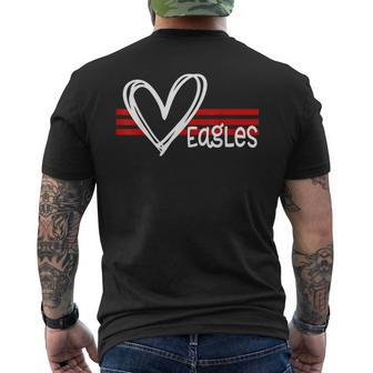 Eagles Pride Teams School Spirit Sports Red Heart Men's T-shirt Back Print - Seseable