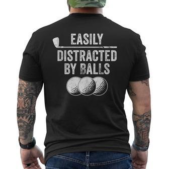 Easily Distracted By Balls Golf Ball Putt Vintage Funny Golf Mens Back Print T-shirt - Seseable