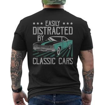 Easily Distracted By Classic Cars Funny Old Vintage Car Guy Mens Back Print T-shirt - Seseable