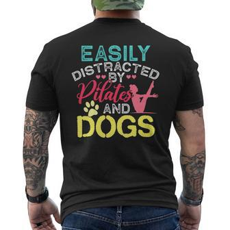 Easily Distracted By Pilates Dogs Fitness Coach Workout Mens Back Print T-shirt - Monsterry DE