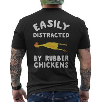 Easily Distracted By Rubber Chickens Funny Rubber Chickens - Easily Distracted By Rubber Chickens Funny Rubber Chickens Mens Back Print T-shirt - Monsterry CA