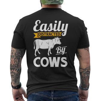 Easily Distracted By Cows Cow Famers Men's T-shirt Back Print | Mazezy