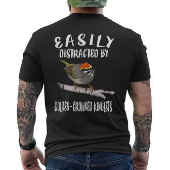 Easily Distracted By Golden-Crowned Kinglets Birds Birding Men's T-shirt Back Print | Mazezy