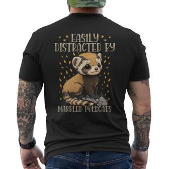 Easily Distracted By Marbled Polecats Cute European Mammal Men's T-shirt Back Print | Mazezy