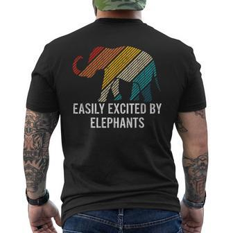 Easily Excited By Elephants Funny Elephant Lover Graphic Mens Back Print T-shirt - Thegiftio UK