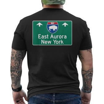 East Aurora New York Buffalo Ny Highway Traffic Sign Men's T-shirt Back Print | Mazezy