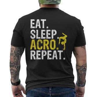 Eat Sleep Acro Repeat Acrobat Gymnastics Men's T-shirt Back Print | Mazezy