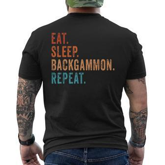 Eat Sleep Backgammon Repeat Board Game Players Fans Vintage Men's T-shirt Back Print | Mazezy AU