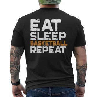 Eat Sleep Basketball Repeat Motivational Sport Gift Mens Back Print T-shirt | Mazezy