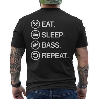 Eat Sleep Bass Repeat Funny Bass Guitar T Gift Guitar Funny Gifts Mens Back Print T-shirt | Mazezy