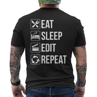 Eat Sleep Edit Repeat T For Editor Men's T-shirt Back Print | Mazezy
