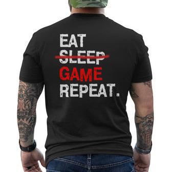 Eat Sleep Game Repeat Board Video Gamer Men's T-shirt Back Print | Mazezy