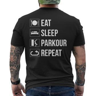 Eat Sleep Parkour Repeat Freestyle Running Men's T-shirt Back Print | Mazezy
