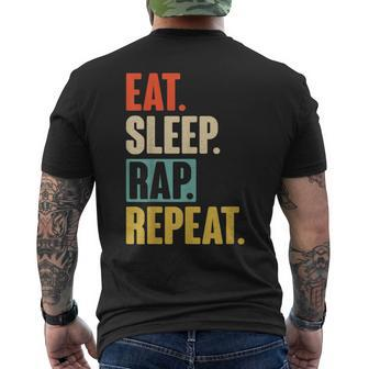 Eat Sleep Rap Repeat Retro Vintage Rapper Men's T-shirt Back Print | Mazezy