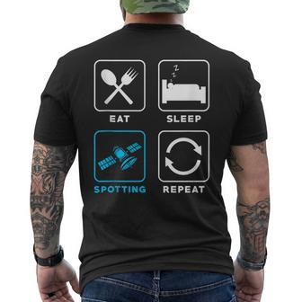 Eat Sleep Satellite Spotting Repeat Satellite Spotter Men's T-shirt Back Print | Mazezy