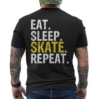 Eat Sleep Skate Repeat Ice Skating Men's T-shirt Back Print | Mazezy