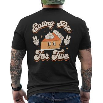Eating Pumpkin Pie For Two Thanksgiving Pregnancy Men's T-shirt Back Print - Seseable