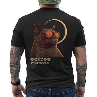 Eclipse October 14 2023 Total Annular Eclipse Cat Graphic Men's T-shirt Back Print - Monsterry AU