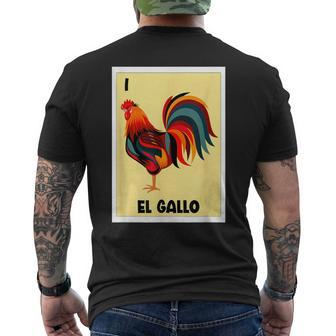 El Gallo Mexican Bingo Card Spanish Hispanic The Rooster Men's T-shirt Back Print - Seseable