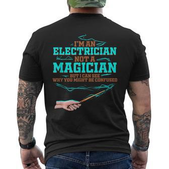 Electrician For Electrical Magician Electricity Men's T-shirt Back Print | Mazezy