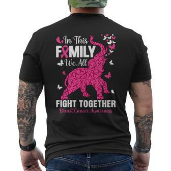 Elephant In This Family We All Fight Together Breast Cancer Men's T-shirt Back Print - Seseable