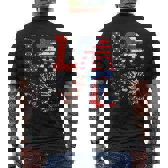 Elephant Love America Flag 4Th Of July Patriotic Mens Back Print T-shirt - Monsterry