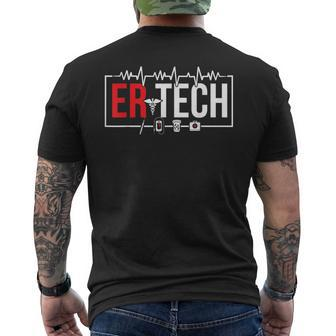 Emergency Room Technician Heartbeat Er Technicians Mens Back Print T-shirt | Mazezy