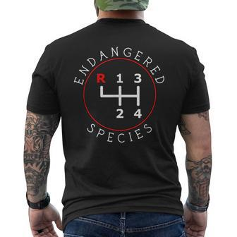 Endangered Species Manual Gearbox Stick Shift 4 Speed 1320 Mens Back Print T-shirt | Mazezy