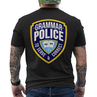 English Grammar Police Sarcasm Quotes Literary Men's T-shirt Back Print | Mazezy