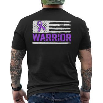 Epilepsy Warrior Ribbon Purple Epilepsy Awareness Usa Flag Mens Back Print T-shirt | Mazezy