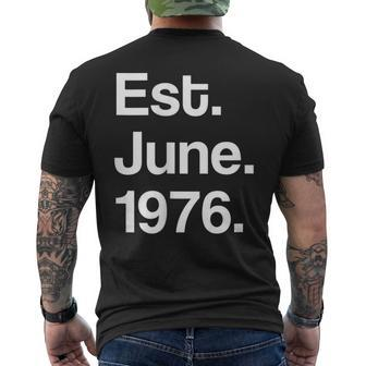 Est June 1976 Birthday Men's Back Print T-shirt | Mazezy