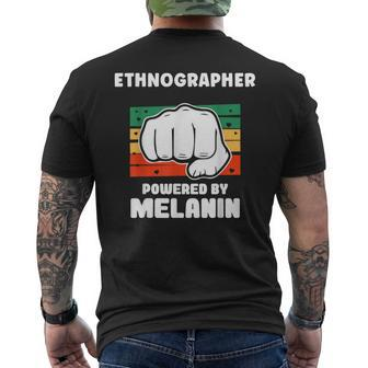 Ethnographer Powered By Melanin Junenth Black Afro Men's T-shirt Back Print | Mazezy