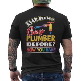 Ever Seen A Gay Plumber Before Pride Month Gift Lgbtqqiaap Mens Back Print T-shirt | Mazezy