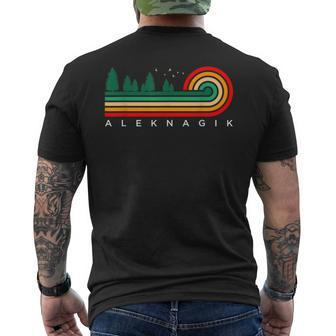 Evergreen Vintage Stripes Aleknagik Alaska Men's T-shirt Back Print | Mazezy