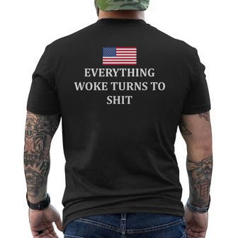 Everything Woke Turns To Shit Trump 2024 Usa Flag Graphic Men's T-shirt Back Print | Mazezy