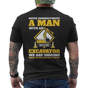 Excavator Drivers Never Underestimate An Old Man Excavator Gift For Mens Mens Back Print T-shirt - Seseable