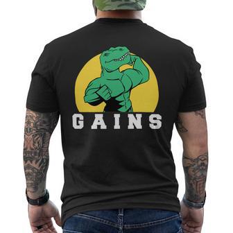 Exercise Motivation Trex Gains Gym Funny Dinosaur 2 Mens Back Print T-shirt - Monsterry AU