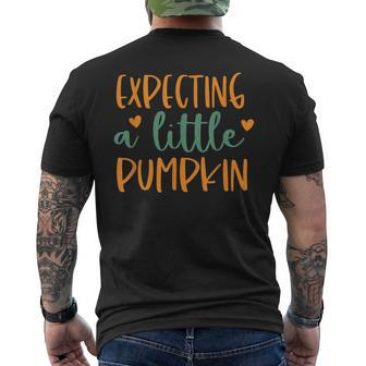 Expecting A Little Pumpkin Thanksgiving Pregnancy Pregnant Mens Back Print T-shirt | Mazezy