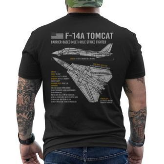 F14 Tomcat F14 Aircraft Airplane Blueprint Facts Men's Back Print T-shirt | Mazezy
